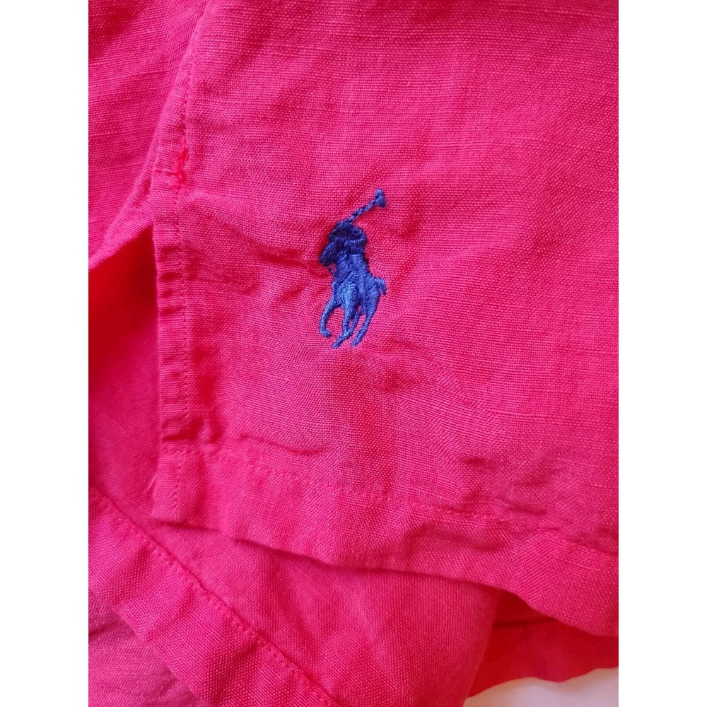 Ralph Lauren Mens Linen Shirt Pink Short Sleeve Button Down Large Spring Summer - Picture 4 of 5